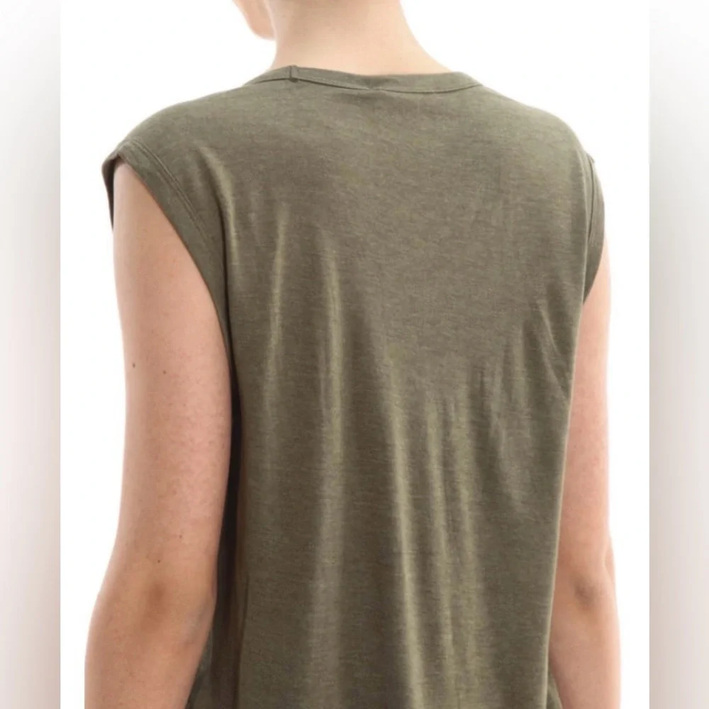 Alexander Wang Sz L Olive Green Sleeveless Relaxed Fit Tank Top